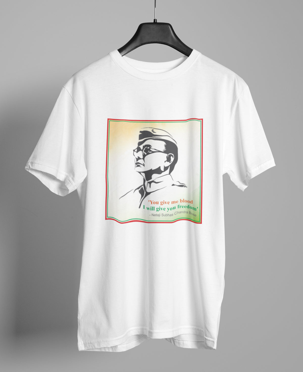 Netaji Subhas Chandra Bose Printed Half Sleeve Cotton T-shirt