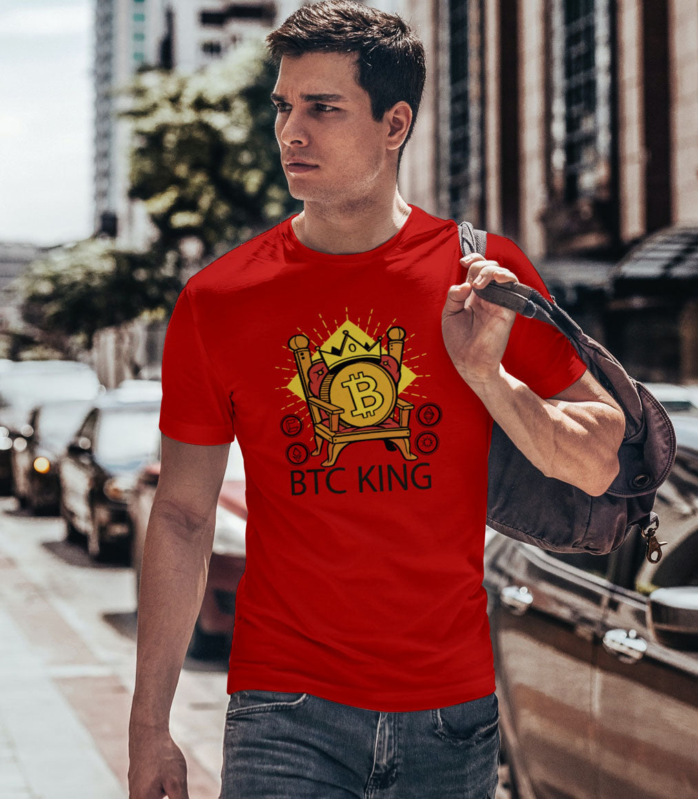Bitcoin King Cryptocurrency Red Graphic T-shirt