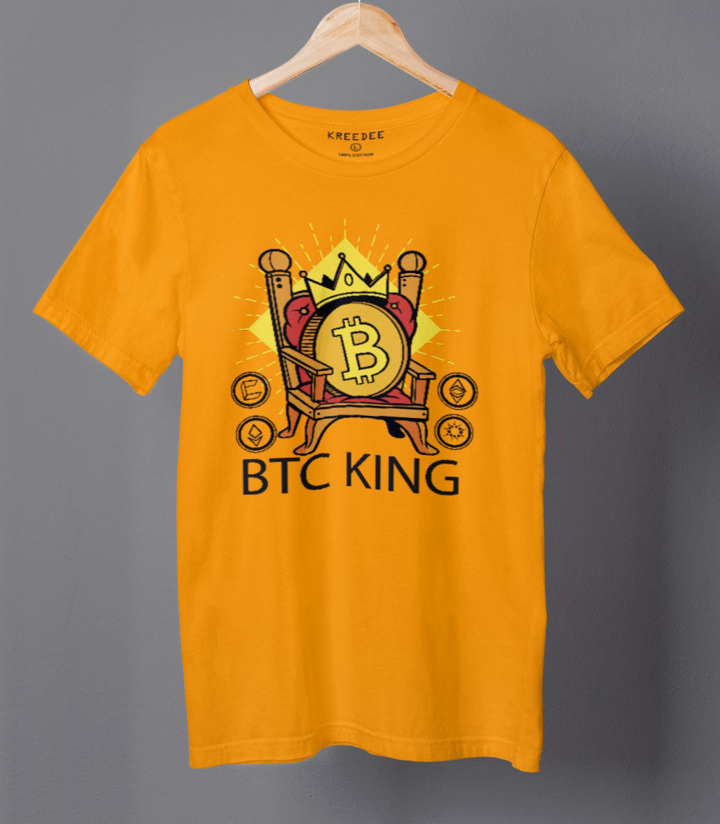 Bitcoin King Cryptocurrency Graphic T-shirt Yellow