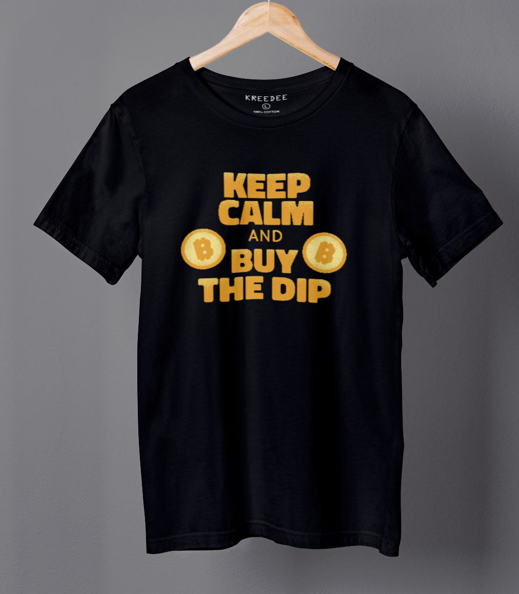 Buy The Dip Cryptocurrency Graphic Black T-shirt on a Hanger