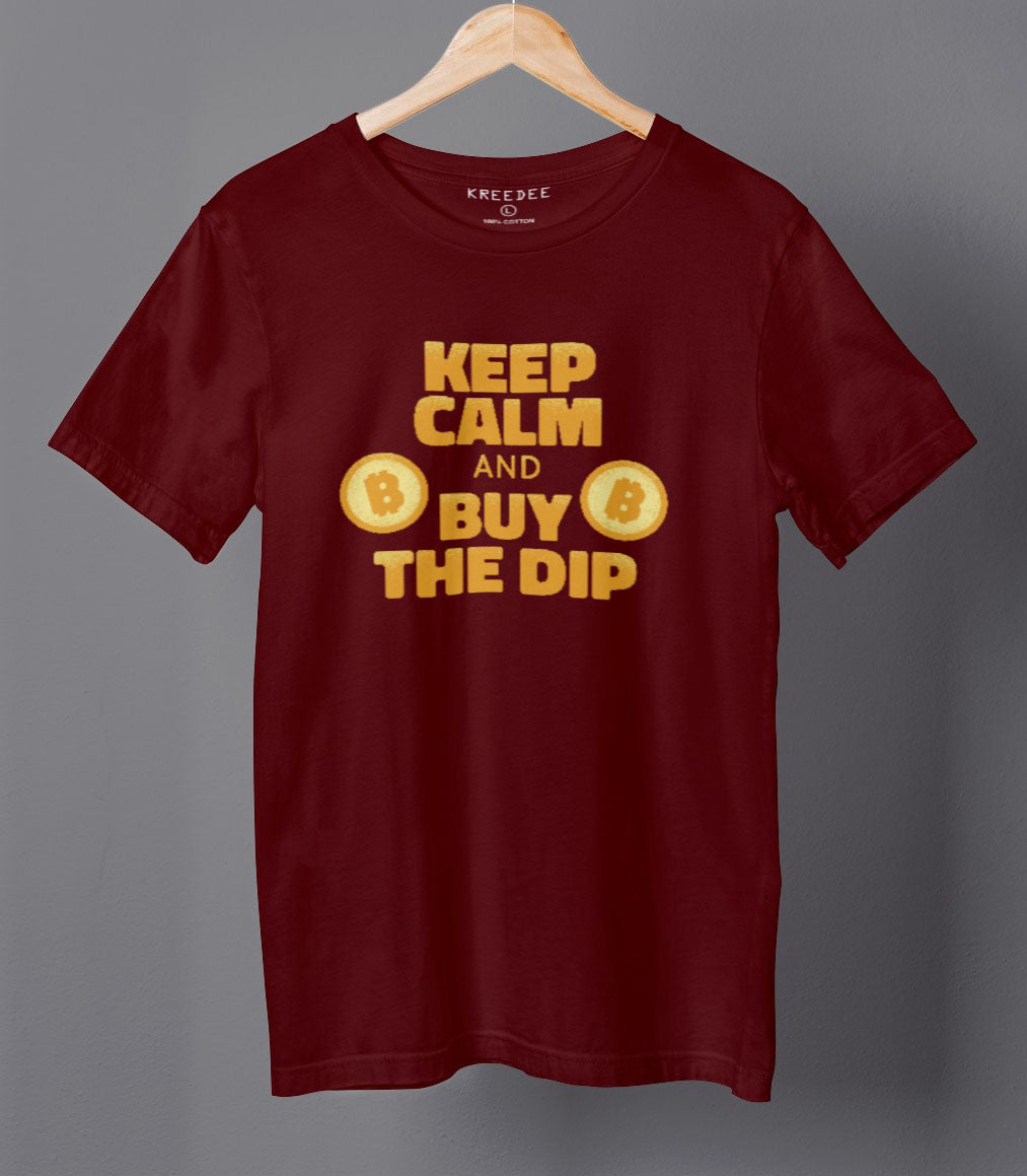 Buy The Dip Cryptocurrency Graphic T-shirt on a Hanger