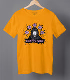 Crypto Girl Women's Boyfriend Graphic T-shirt Mustard Yellow