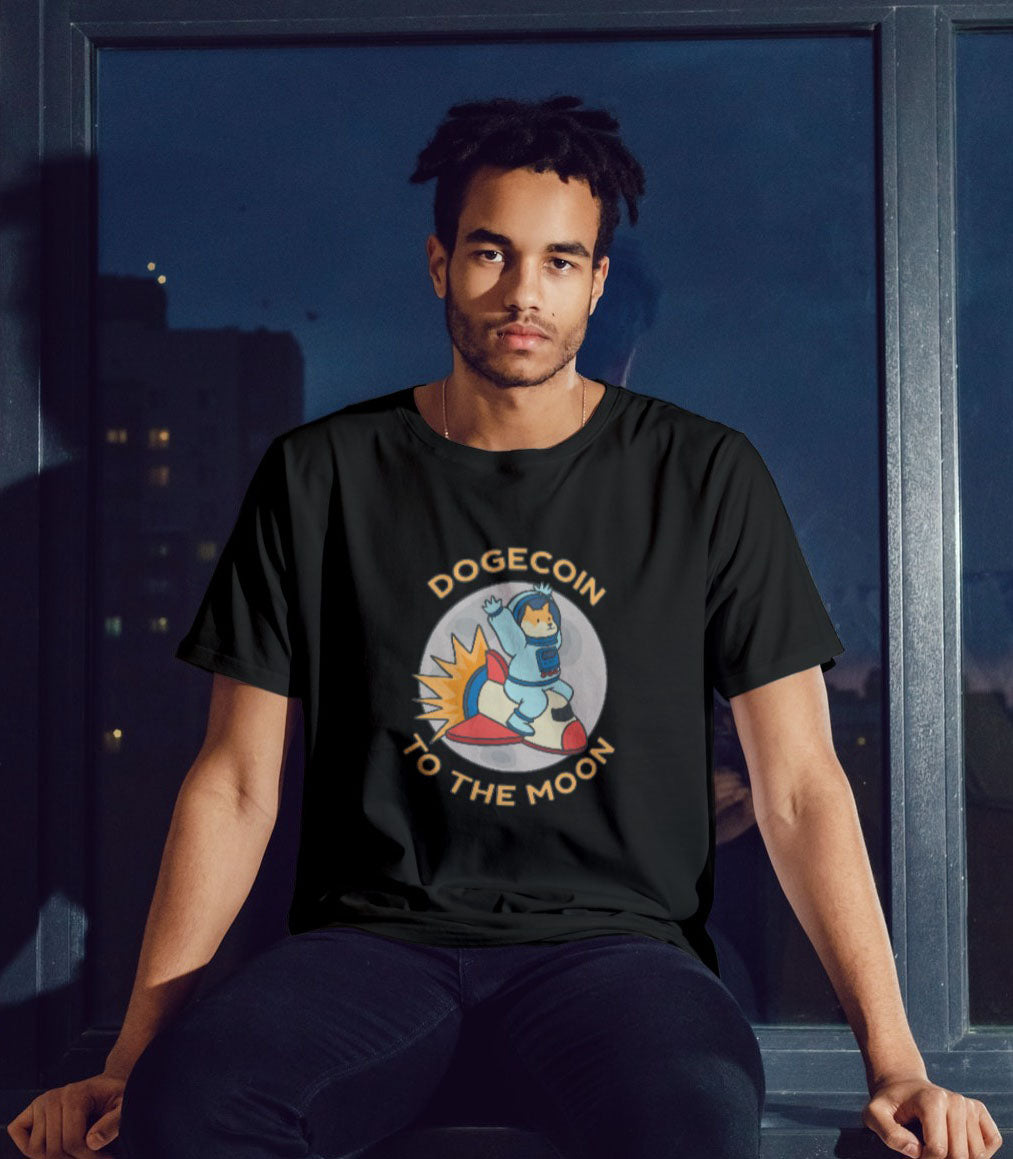 Dogecoin To The Moon Cryptocurrency Graphic T-shirt