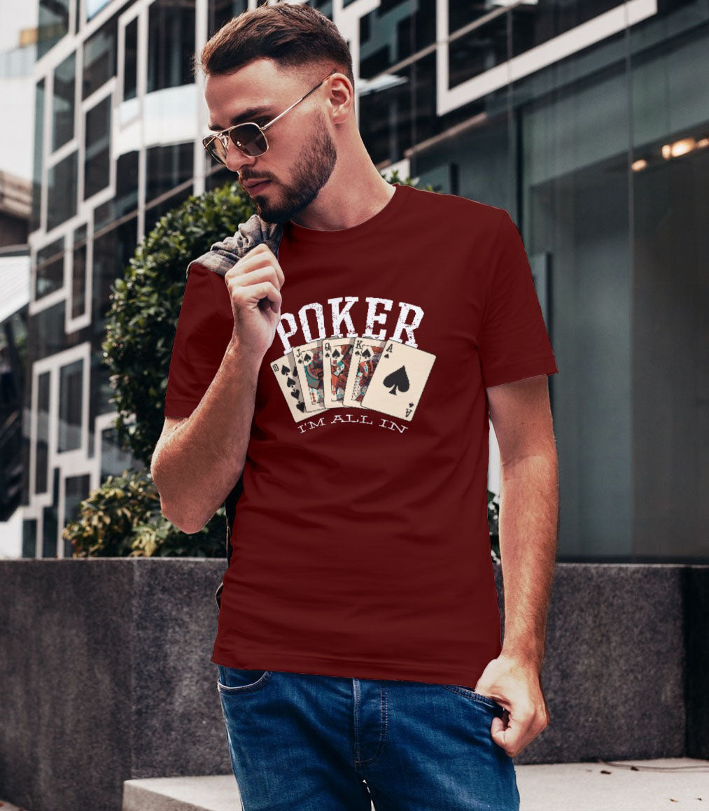 Poker Game Cool Graphic Maroon T-shirt