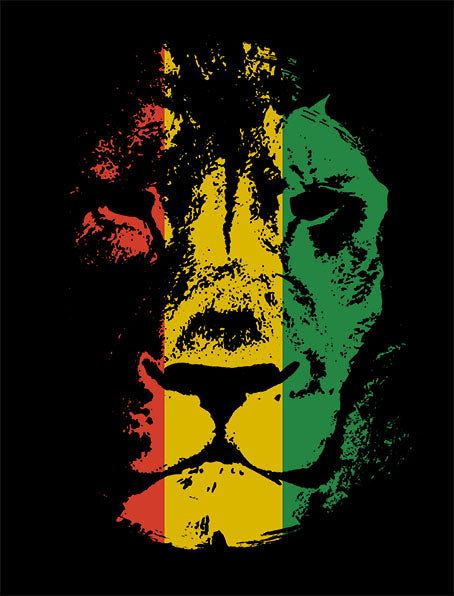 Full Sleeve Graphic T-shirt Lion Head Rasta Background