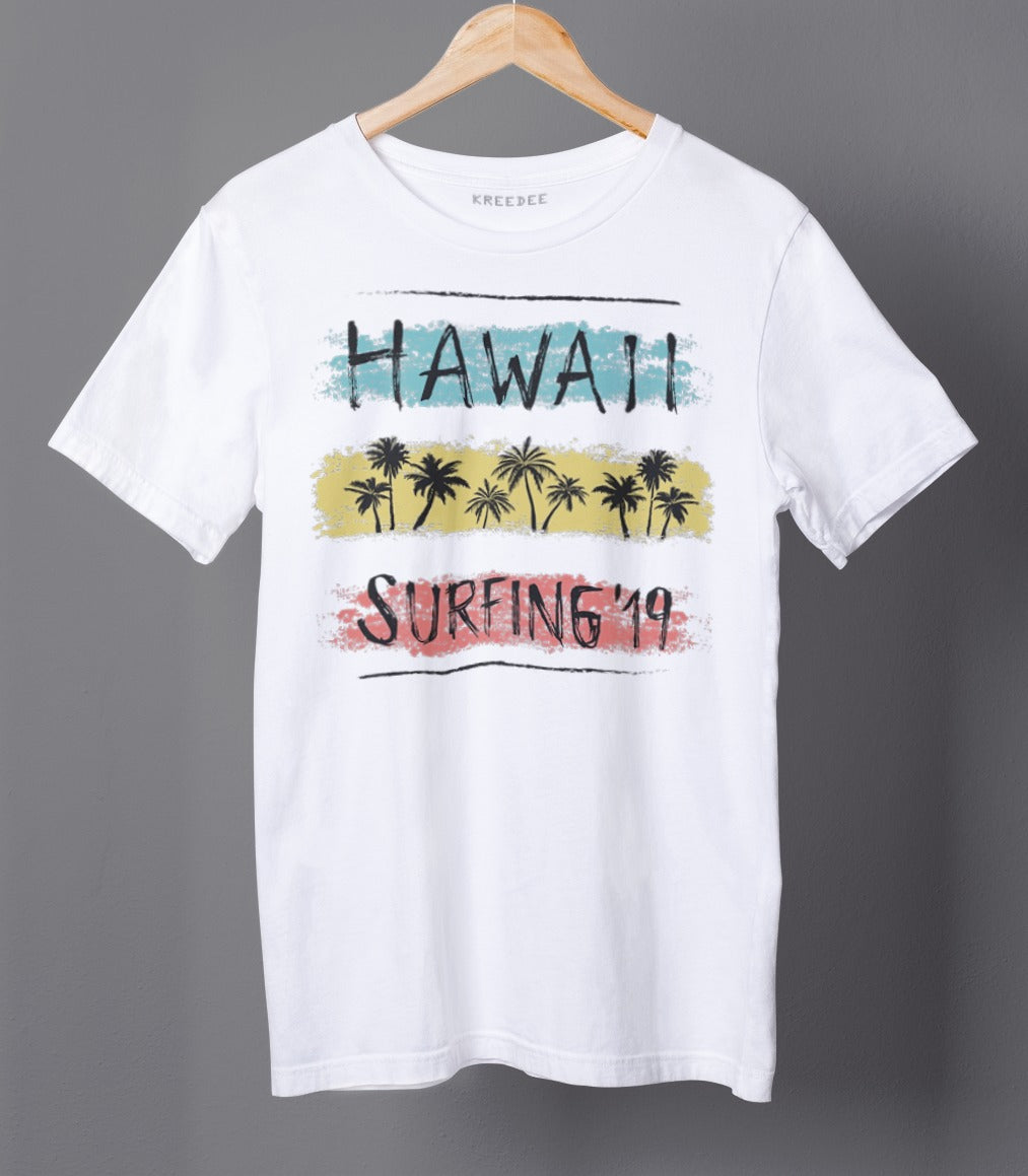 Surfing In Hawaai Half Sleeve Cotton Unisex T-shirt