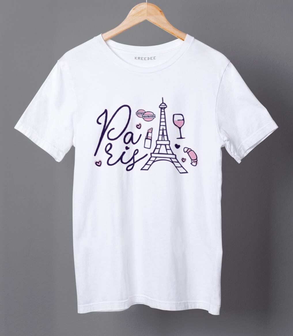 Paris Eiffel Tower Half Sleeve Cotton Unisex T-shirt