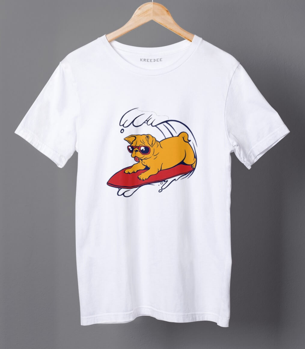Pug Surfing Cool Design Women's Boyfriend T-shirt