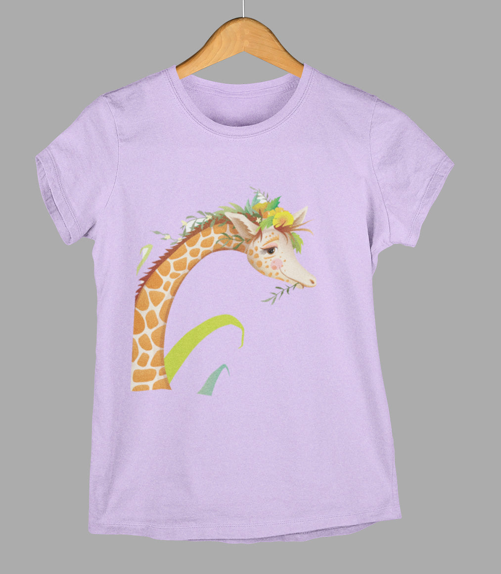 Giraffe Cute Graphic T-shirt For Girls