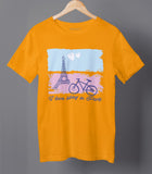 Biking In Paris  Half Sleeve Cotton Unisex T-shirt
