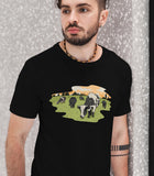 Cows Grazing Illustration Half Sleeve Men's T-shirt