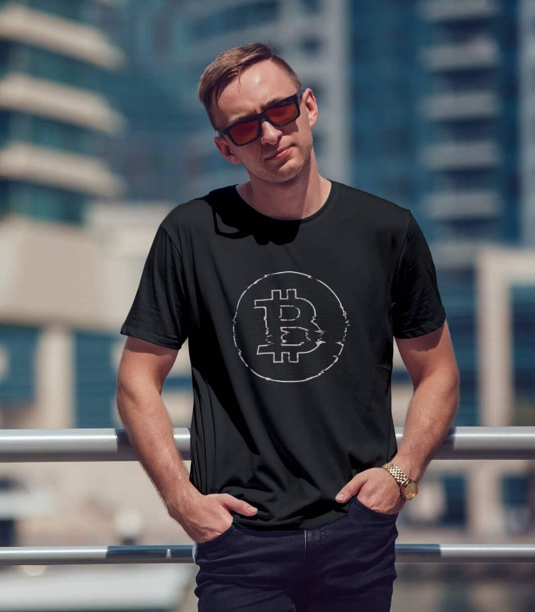 Bitcoin Round Logo Half Sleeve Men's T-shirt
