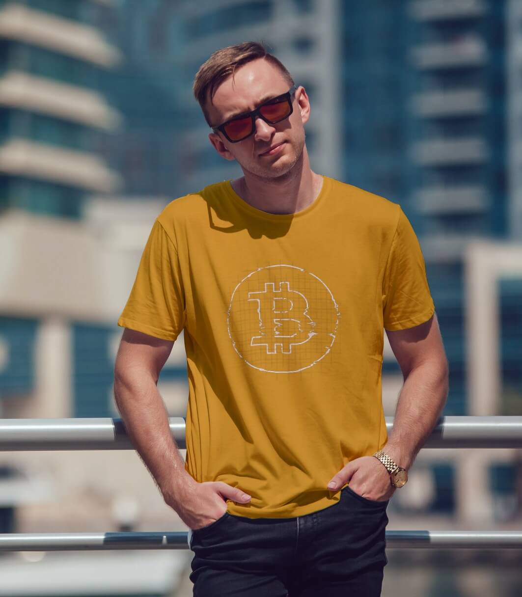Bitcoin Round Logo Half Sleeve Men's T-shirt