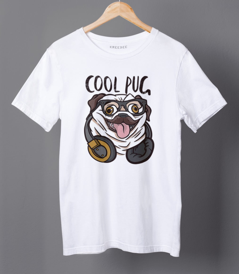 Cool Pug Printed Half Sleeve Cotton Unisex T-shirt