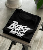 Beast mode black folding half sleeve men's tshirt