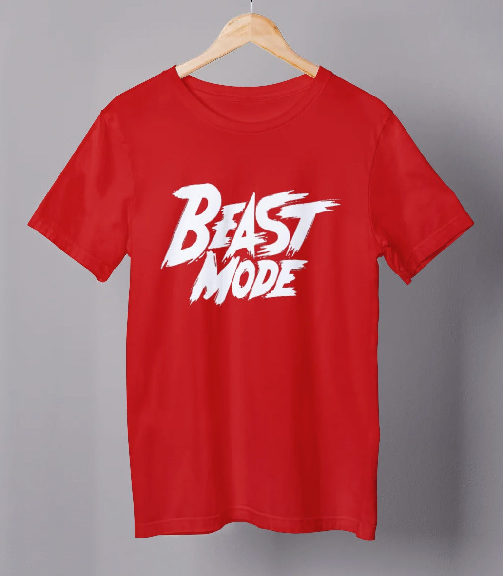 Beast mode red hanging half sleeve men's tshirt