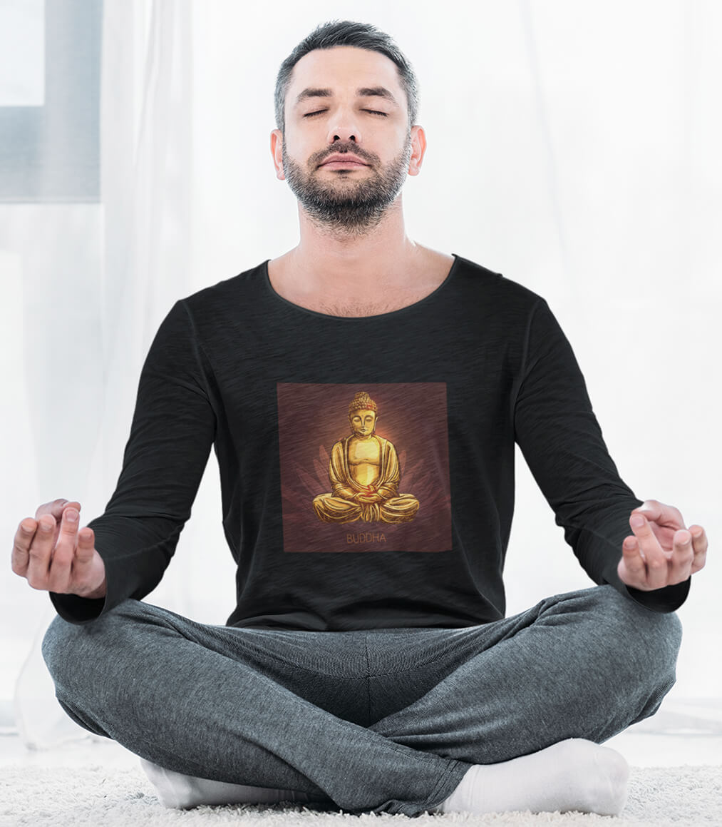 Full Sleeve Printed Cotton T-shirt Buddha Meditating