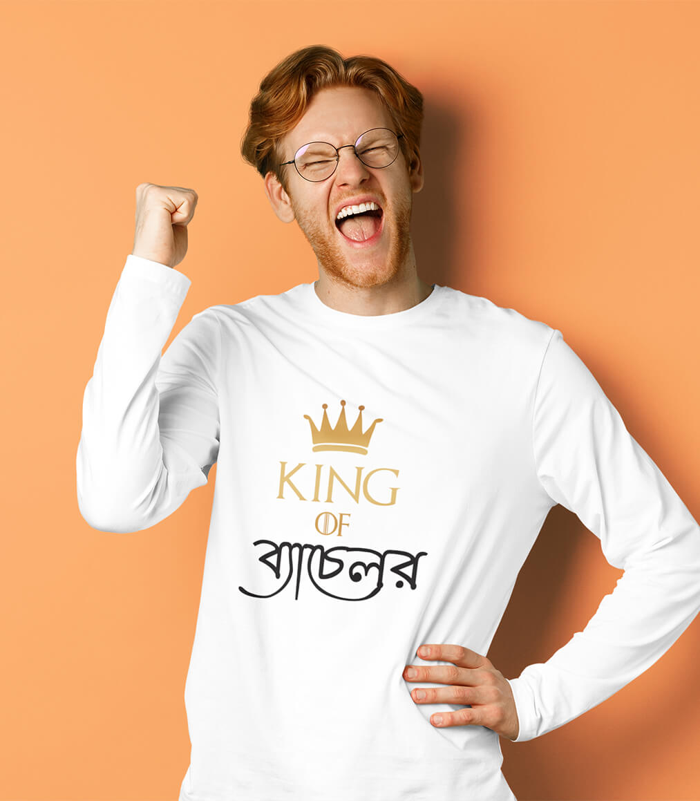 Full Sleeve Bengali Graphic T-shirt King Of Bachelor