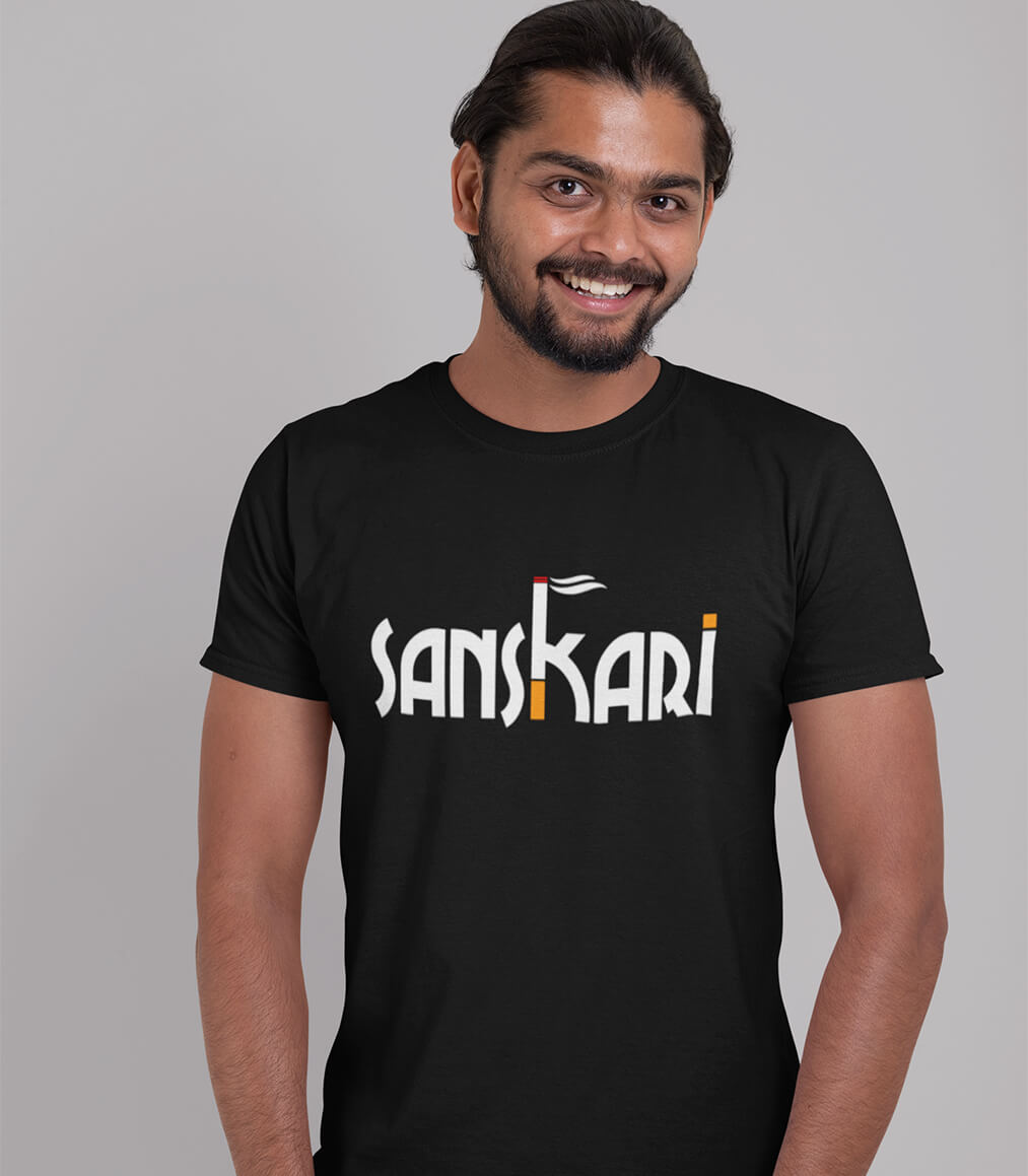 Sanskari Half Sleeve Hindi Graphic Unisex T-shirt