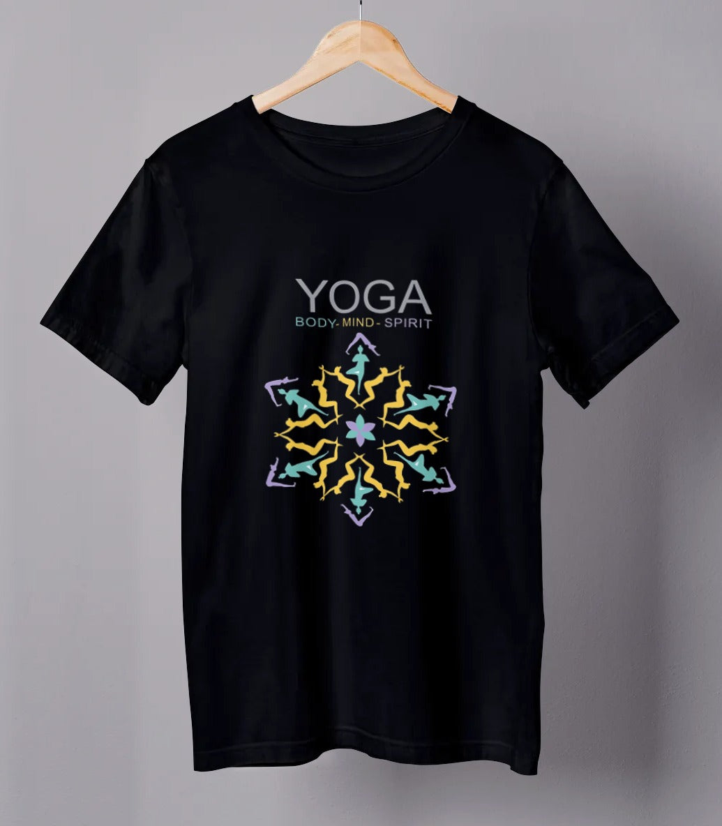 Yoga Half Sleeves Cotton Unisex T-shirt