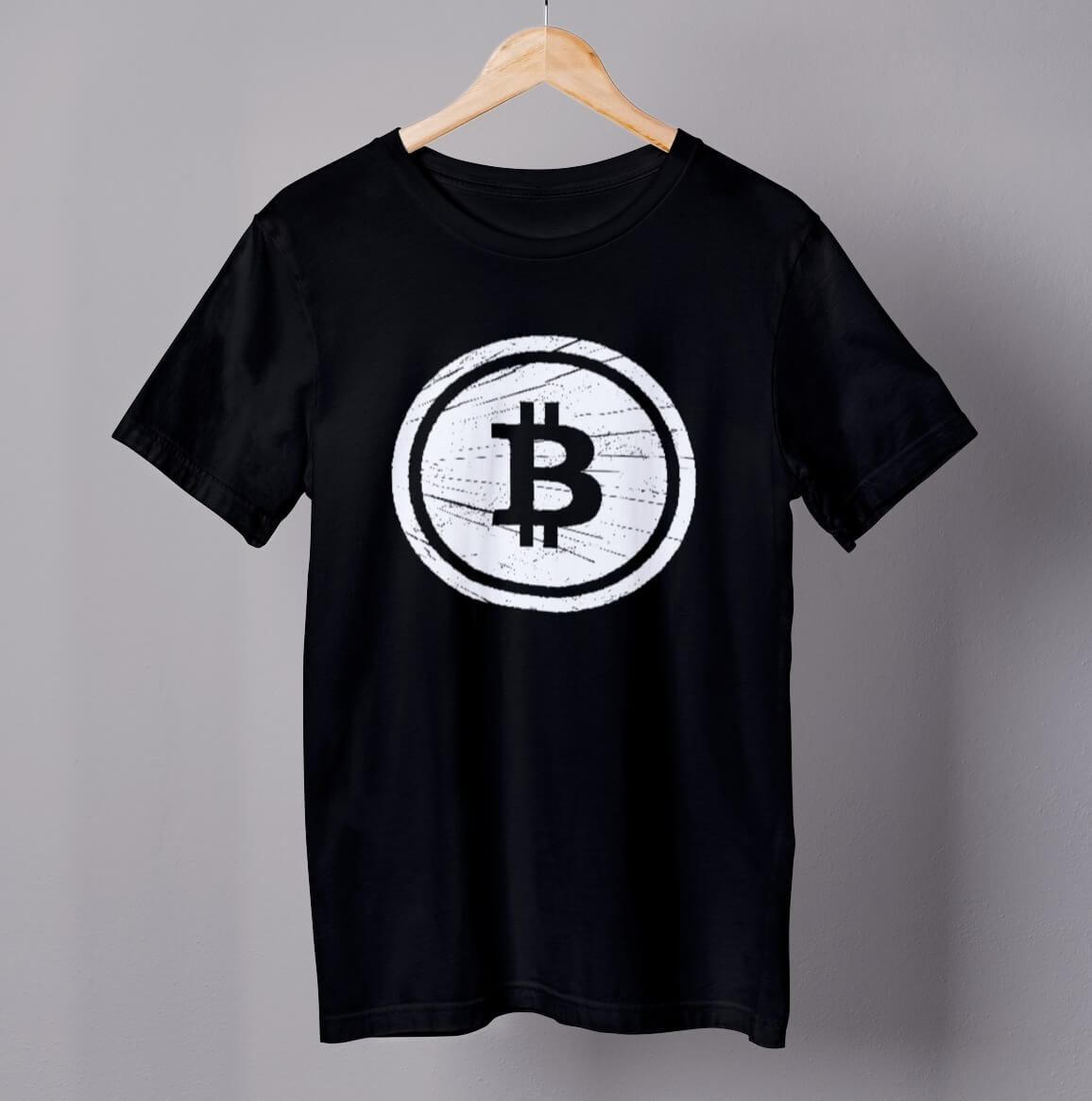 Bitcoin White Logo Cryptocurrency Graphic Black T-shirt